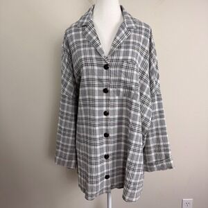 Show Me Your Mumu Lorolie Oversized Windowpane Plaid Tunic Shirt Black White Sml